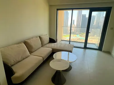 Modern Beige Sofa with Stylish Coffee Table