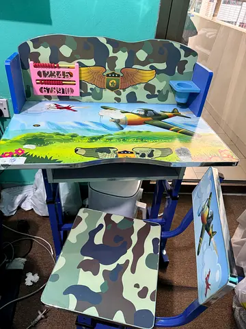 Kids Camouflage Study Table and Chair Set
