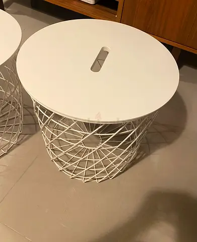 Modern White Wire Mesh Side Table