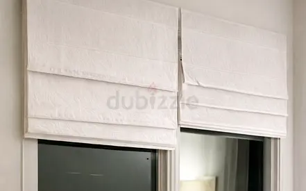 2 Elegant beige Roman Blinds