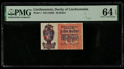 Vintage,Liechtenstein certified bank note.
