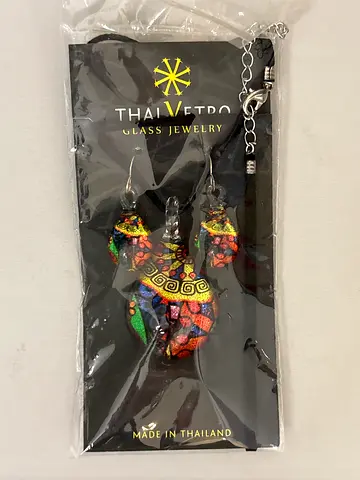 Earrings  Necklace Set Glass Jewelry