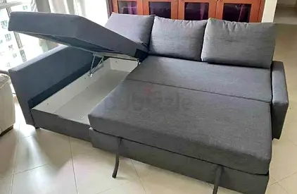 Stylish Grey Sofa Bed with Storage Feature