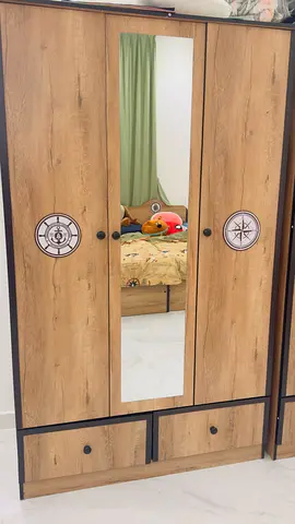 2 Stylish 3 doors Wooden Wardrobe for kids with Mirror and Storage .