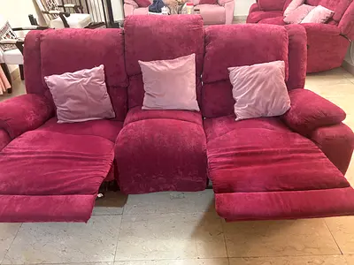 Recliner sofa ( Dark pink 2 piece ) light pink (1 piece)