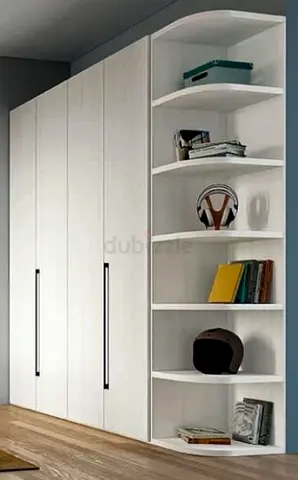 Sleek Modern White Wardrobe with Open Shelving
