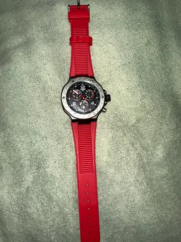 Stylish Men’s Sport Watch with Red Silicone Band