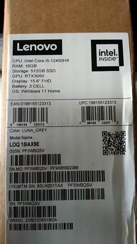 Lenovo 15.6 Laptop - Intel Core i5, 16GB RAM, RTX 3050