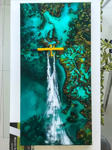 Stunning Aerial Artwork of Tropical  Waters.  Perfect for art lovers. Oil on canvas, 15*30 inch