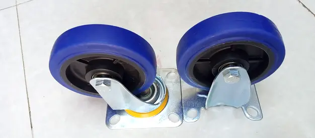 Blue trolly wheel Heavy-Duty Rubber Furniture Casters moving fix -4 inch