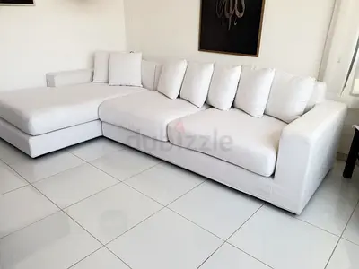 Stylish L-Shaped White Sofa for Sale