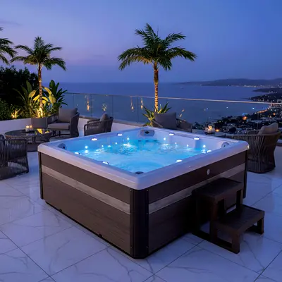 POLSPAS RAM – Premium 4-Seater Spa with Dual Lounger, 37 Jets  LED Mood Lighting