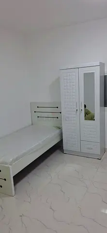 Modern White Bed and Wardrobe Set