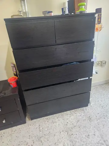 Modern Black Dresser with Multiple Drawers