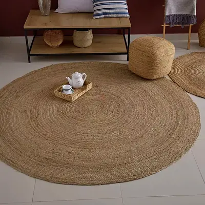 BOHO ROUND JUTE RUG FREE DELIVERY Natural Jute Round Rug for a Cozy Home