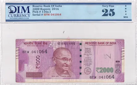 India Banknote 2000 Rupees 2016 DIM 60AED