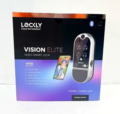 Lockly Vision Elite Video Smart Lock W/High-Def Cam Fingerprint  Solar Charge