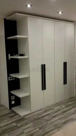 Modern White Wardrobe with Storage Shelves