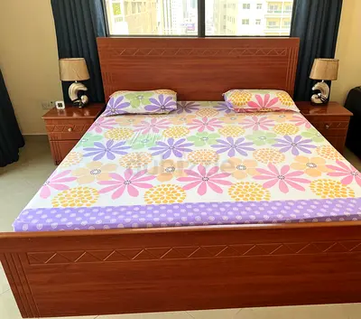 Cozy Floral Bed Set with Side Tables