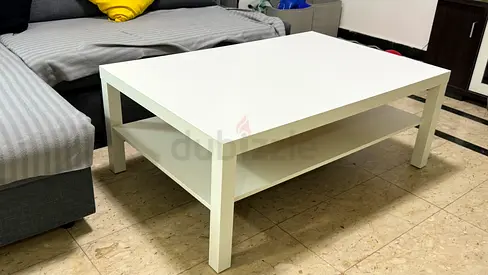White Coffee Table with Lower Shelf
