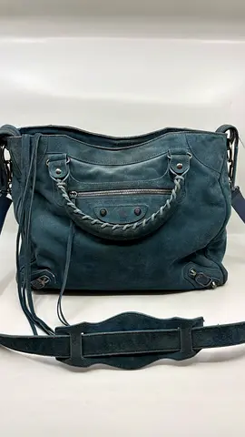 Balenciaga Blue/Green Suede Baby Daim City Bag