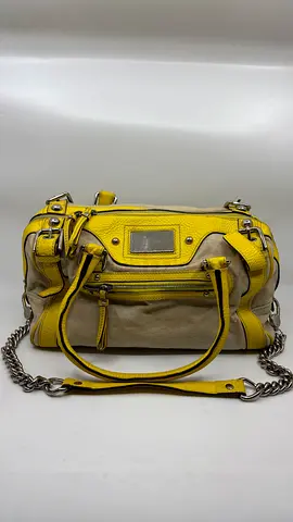 Dolce  Gabbana Yellow/Beige Canvas and Leather Hand Bag