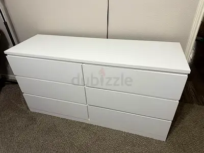 Modern White Six-Drawer Dresser