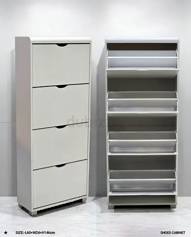 Stylish White Shoe Cabinet with 4 Drawers