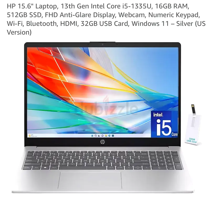 HP Laptop P 15.6 Laptop, 13th Gen Intel Core i5-1335U, 16GB RAM, 512GB SSD, FHD Anti-Glare D