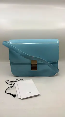 Celine Blue Leather Classic Medium Box Bag
