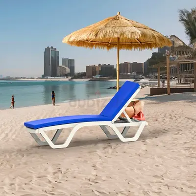 Stylish Blue Beach Lounger for Relaxing by the Shore