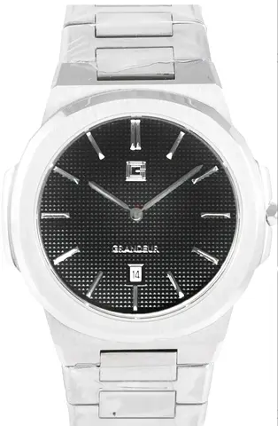 Stylish Grandure Ultra Thin Black Dial Stainless Steel Watch