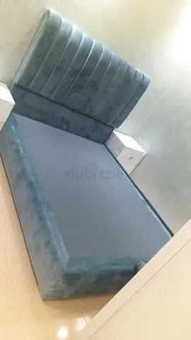 Modern Blue Velvet Bed Frame with Storage