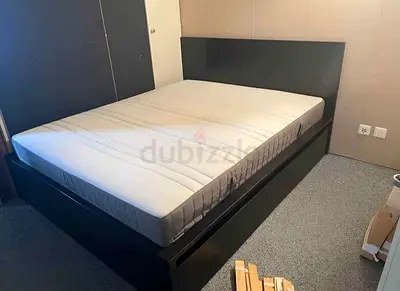 IKEA malam queen‑size bed (160 × 200 cm) with 2 storage drawers underneath and an IKEA mattress