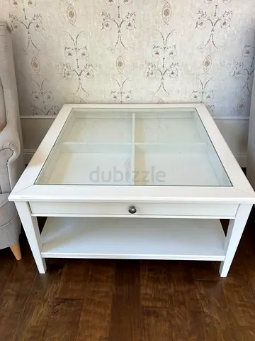 Elegant White Glass-Top Coffee Table
