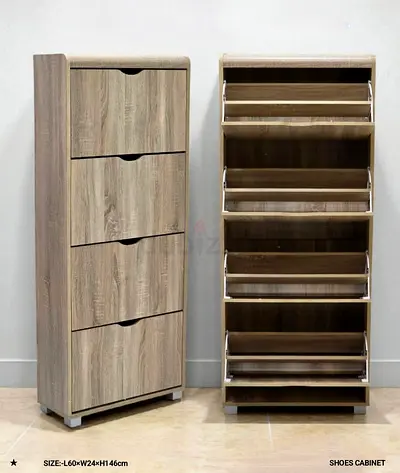 Stylish Wood Shoe Cabinet with Multiple Compartments