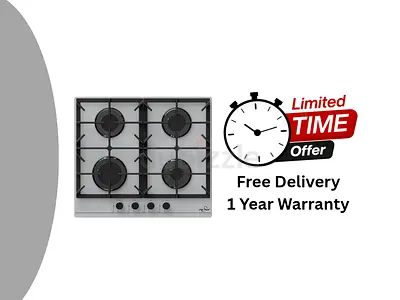 4 Burner Built -In Gas Hob with Autoignition, Comes with 1 Year Warranty, Stainless Steel Sliver mad