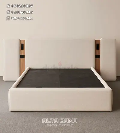 Contemporary Upholstered Bed Frame with Storage