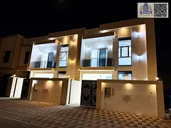 Brand new villa for rent in Al Yasmeen, Ajman. 5 master bedrooms, majlis, living room, and yard. AED