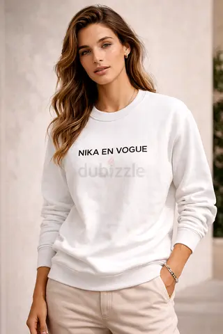 Trendy White Sweatshirt with Bold Text