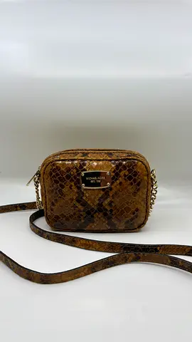 Michael Kors Brown Python Embossed Leather Wallet on Chain