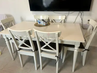ikea White Dining Table Set with Chairs