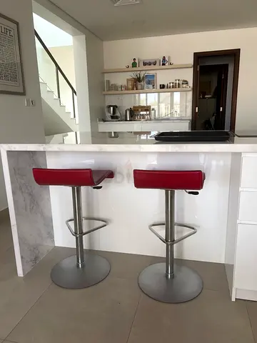 Stylish Modern Bar Stools with Red Upholstery