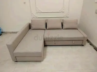 IKEA L Shape Sofa cum bed with big storage and you can fix the storage left or right anyside you wan