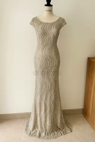 Elegant Evening Dress with Beaded Detail