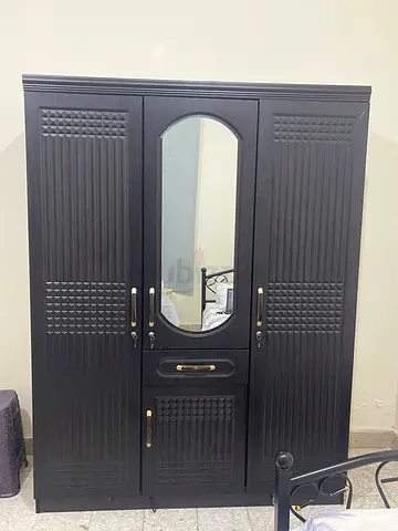Elegant Black Wardrobe with Mirror