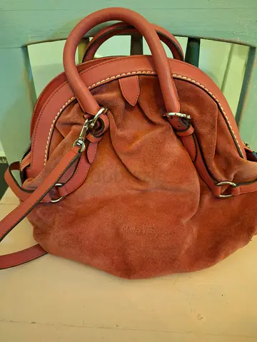 Authentic Salvatore Ferragamo suede bag
