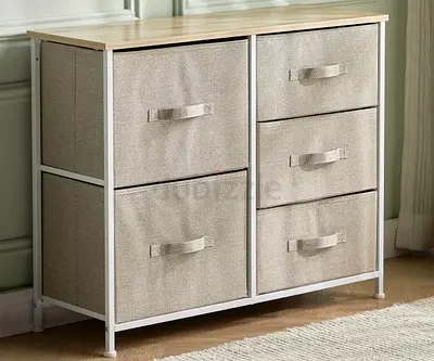 Stylish Beige 5 Drawer Storage Cabinet