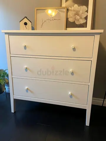Charming White Dresser with Three Drawers