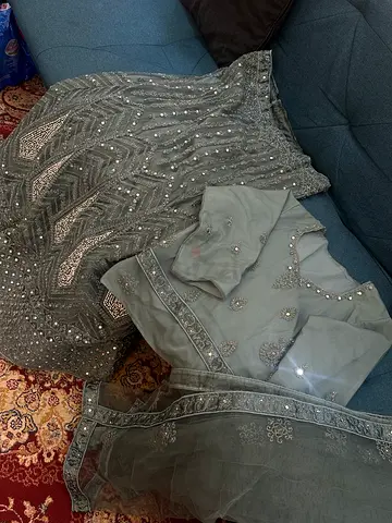 Elegant Grey Ethnic Outfit with Embroidery